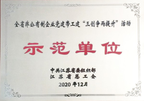 全省非公有制企業(yè)黨建帶工建“三創(chuàng)爭兩提升”活動示范單位